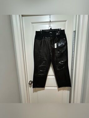 Express womens size 10S Black straight high rise Jeans. Shiny sequins Distressed